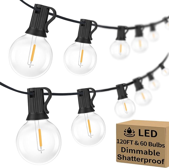 Bosceos 120FT Outdoor G40 LED Globe String Lights Dimmable Waterproof by BestChoiceforYourLife