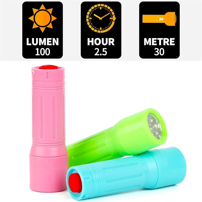 3 Pack 9-LED Mini Flashlight Bulk, Small Multicolor Flashlights - Image 5