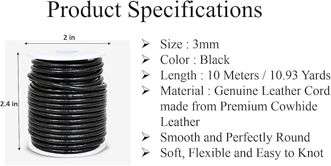 GENIQUE Real/Genuine Round Leather String Cord - Image 3