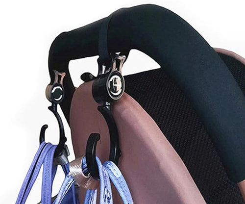 2 Pcs Walker Hook Hanging Multipurpose 360° Rotation Stroller Clip Diaper Bag - Image 2