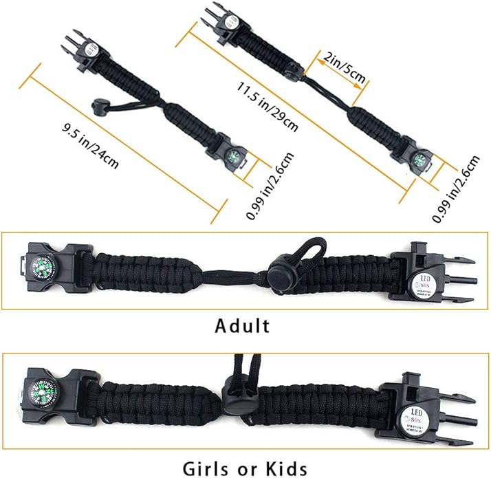 Survival Paracord Bracelet, Fire Starter, Waterproof SOS Light, Adjustable AK87 - Image 6