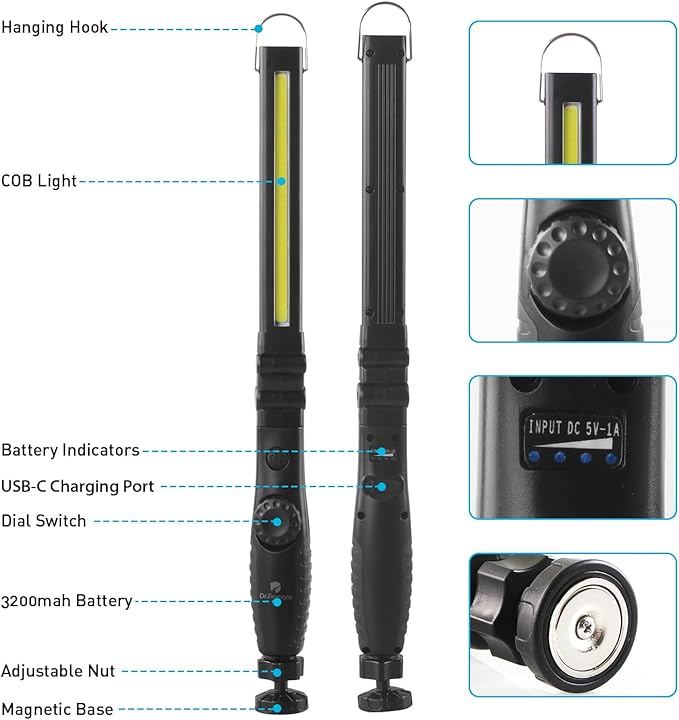 Dr. Prepare LED Work Light, 700 Lumens Foldable Rechargeable Work Light - Image 9