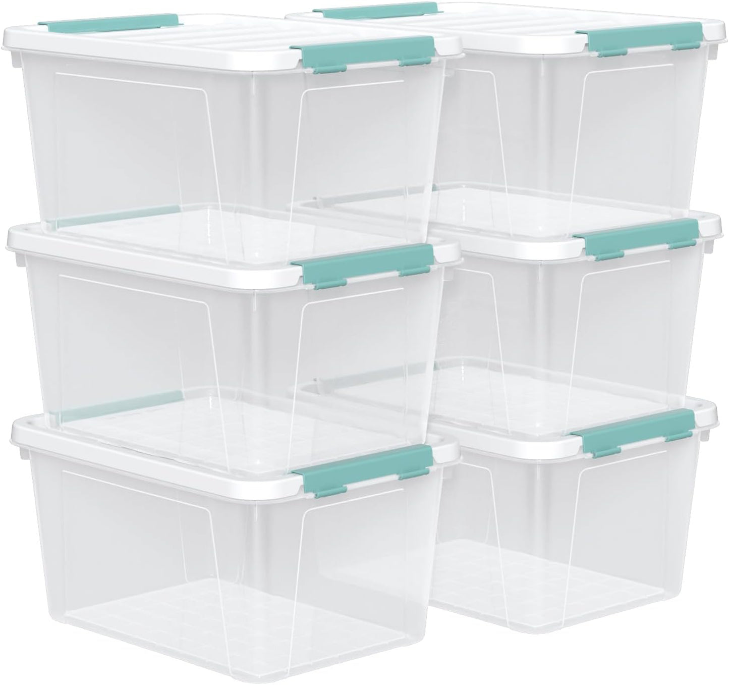 Zopnny 20 Quart Clear Latching Container Box, Plastic Storage Bin with Latching Lid, 6 Packs