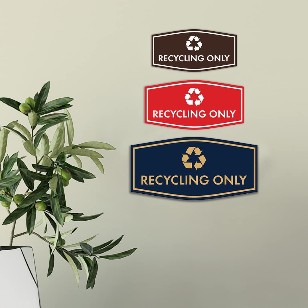 Fancy Recycling Only Sign (Brushed Silver) - Medium