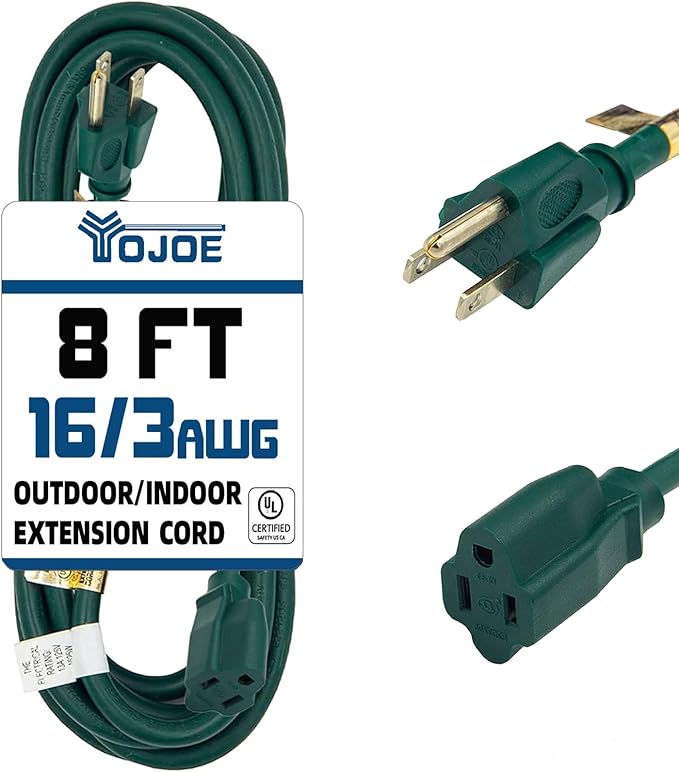 YOJOE Indoor Outdoor Extension Cord, 3 Prong 13A Weatherproof Power Cord by YOJOE