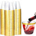 I00000 200 Pack Gold Plastic Cups, 9 Oz Elegant Clear Plastic Cups Gold Rimmed by I00000