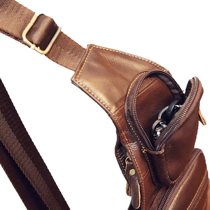Leather Sling Bag Backpack for Men Women Crossbody Shoulder Chest Day Pack - Image 5