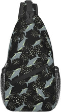 Sea Shark Sling Bag For Women Men Cute Shark Pattern Backpack Crossbody by Unknown