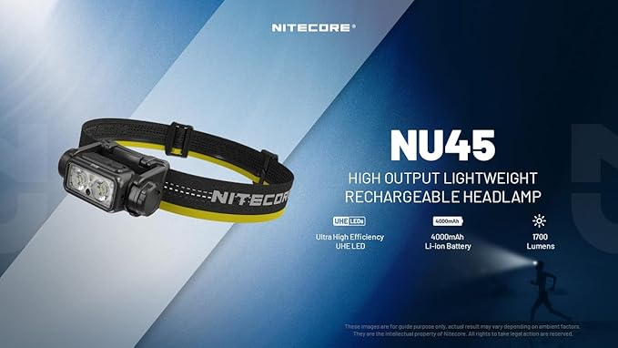 Nitecore NU45 1700 Lumen Headlamp, USB-C Rechargeable Fast Charging, Long - Image 5