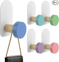 5 Pcs Self-Adhesive Wall Coat Hooks, Cute Wooden Sticky Clothes Hook Colorful by Unknown
