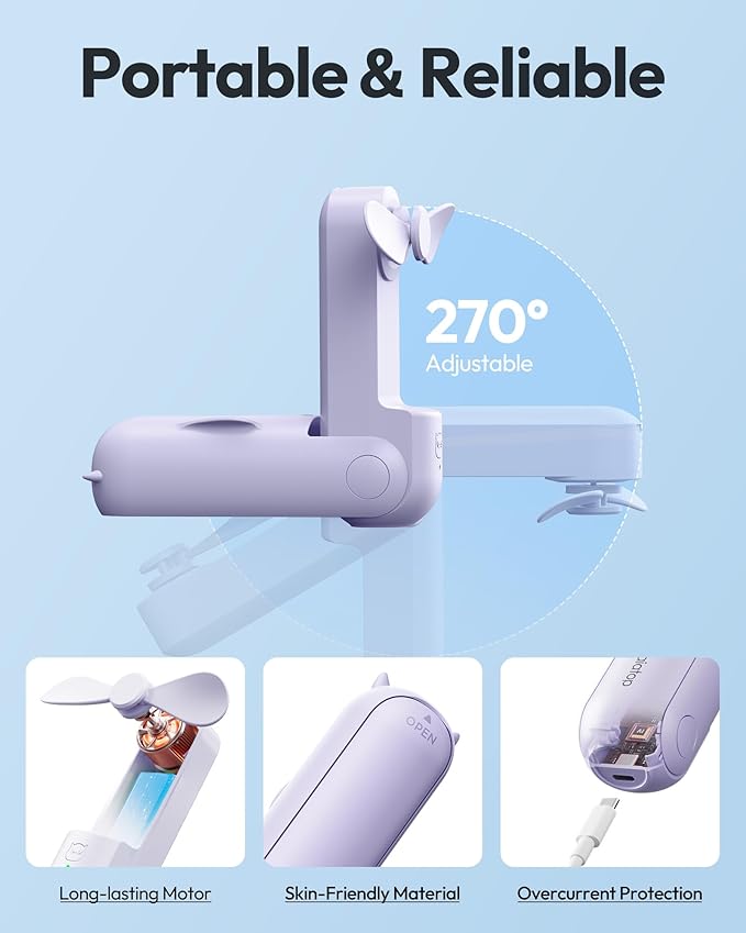Gaiatop Portable Handheld Fan, 3 in 1 Mini Fan Handheld, Foldable Personal Fans - Image 5