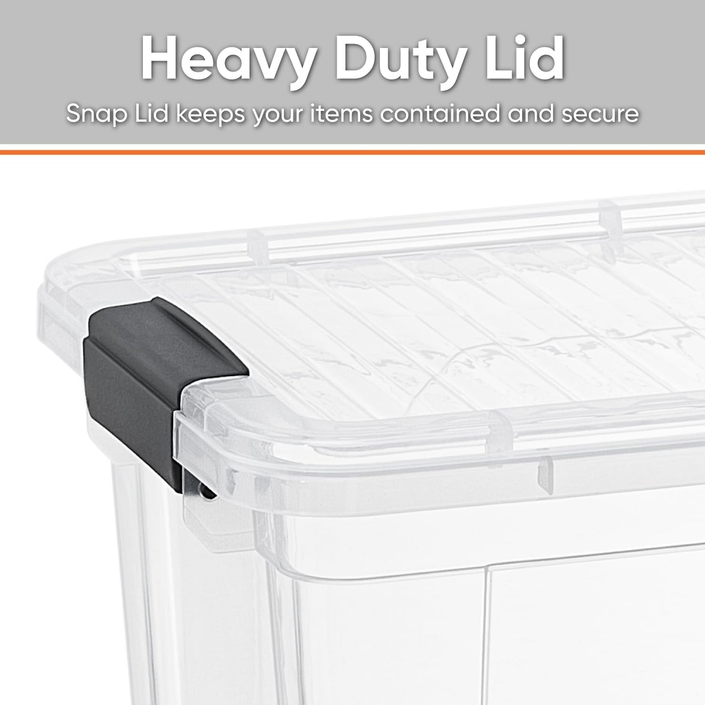 Superio Clear Storage Boxes with Lids, 49 Quart Plastic Container Bins for Organizing, Stackable Crates, BPA Free, Non Toxic, Odor Free, Organizers for Home, Office and Dorm, 4 Pack