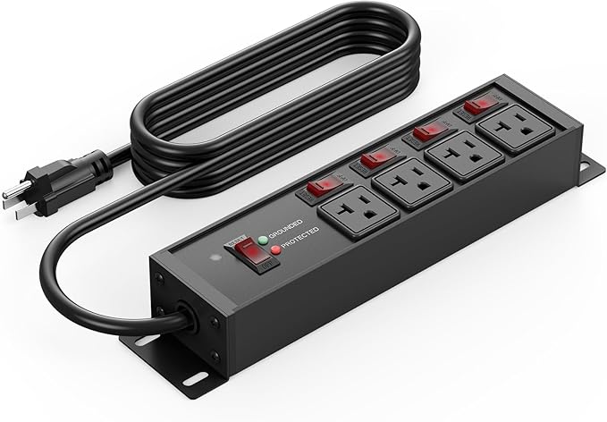 CCCEI Heavy Duty Surge Protector Power Strip 20 Amp Individual Switches. 6FT 12 by CCCEI