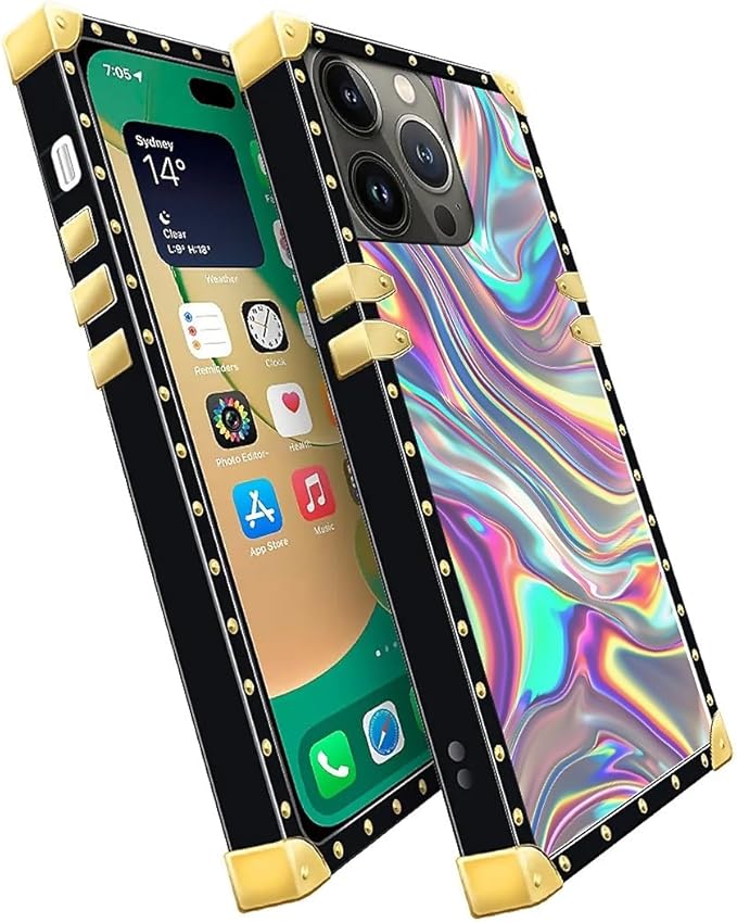 Compatible with iPhone 14 Pro Max Case, Holographic Abstract Iridescent - Image 3