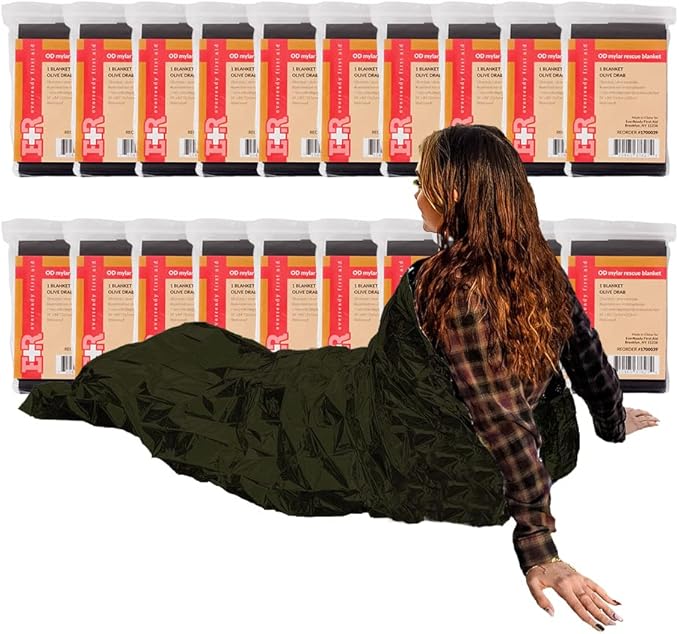 Ever Ready First Aid Mylar Rescue Blanket, Large Olive Thermal Sheet by EverReadyFirstAid