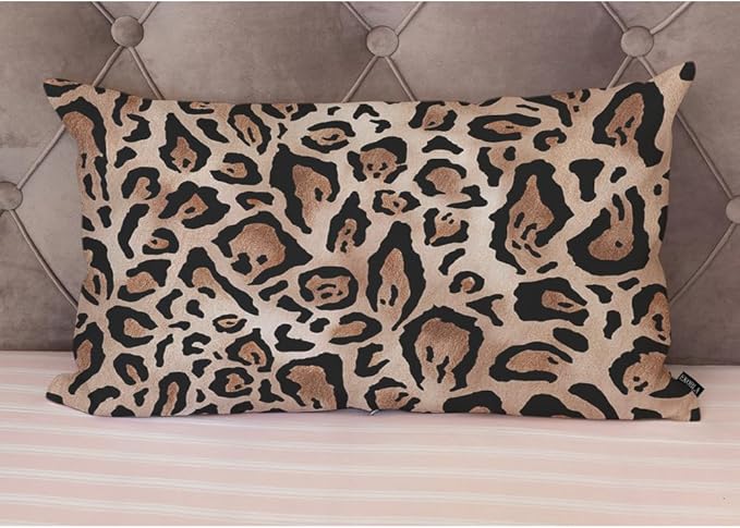 EKOBLA 12"x20" Throw Pillow Cover Leopard Skin Real Jaguar Print Abstract Brown - Image 3