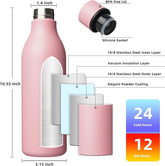 BJPKPK Insulated Water Bottles, 25 oz Stainless Steel Metal Water Bottle - Image 3