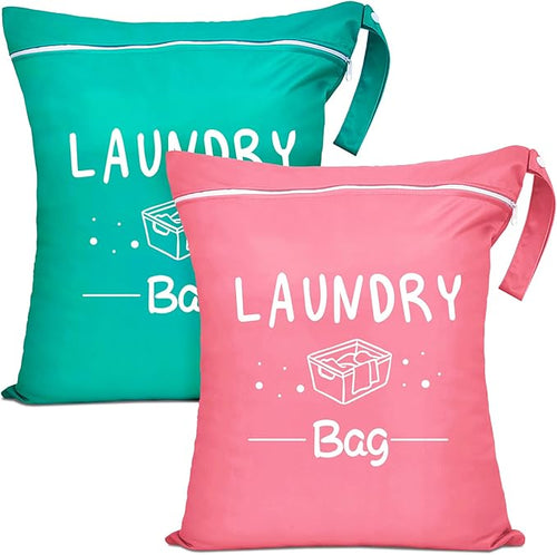 2 Pcs Large Travel Laundry Bag Waterproof Wet Dry Bag Washable Dirty Clothes by Sylfairy