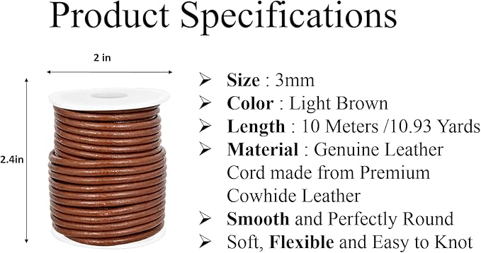 GENIQUE Real/Genuine Round Leather String Cord - Image 3