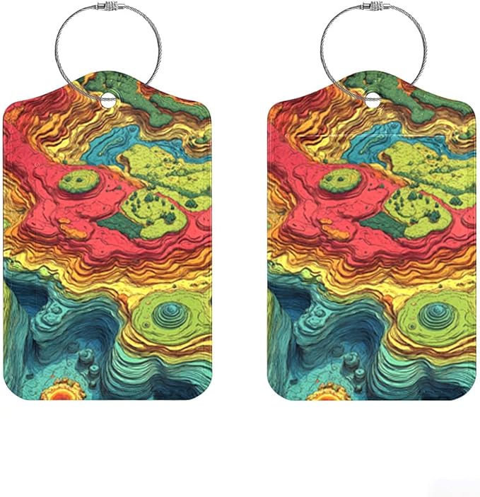 2Pcs Topographic Art Luggage Tags by Cmialusie