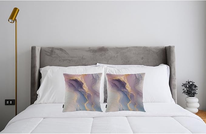 Swono Marble Throw Pillow Case, Luxury Pink Gold Marble Square Home Decorative - Image 3