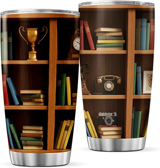 CUBICER Bookshelf Design Stainless Steel Tumbler 20 Oz by CUBICER
