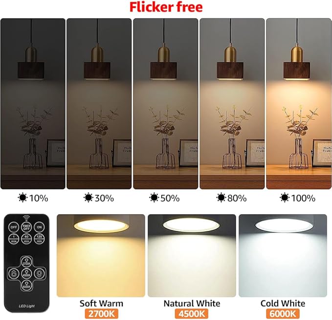 BLUEYE 4Packs Rechargeable Light Bulbs, Remote Control, 7W 350LM, E26 Detachable - Image 5