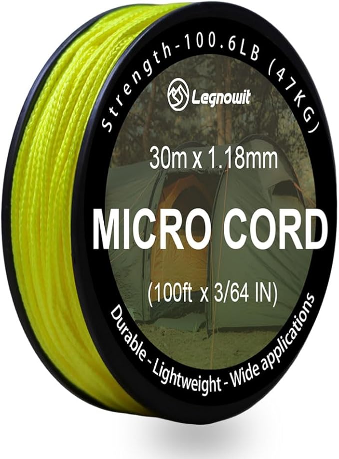Micro Paracord, 1.18mm x 100ft Thin Mini Utility Braided Small Paracord by Legowitoutdoor