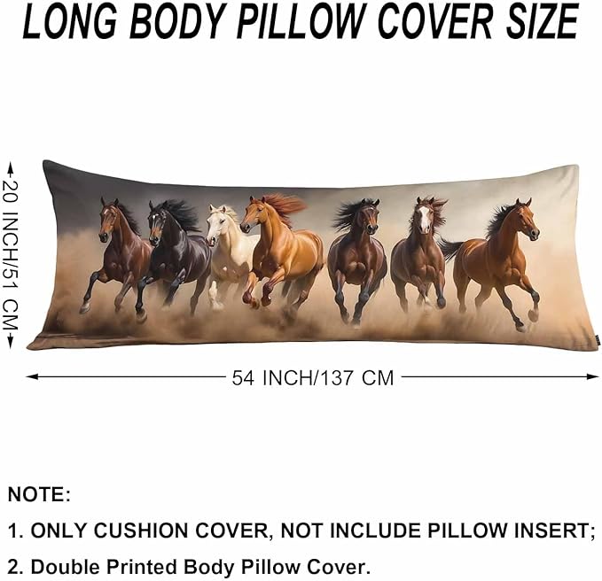 20x54 Body Pillow Cover Horse Zipper Body Pillowcase Western Stallion Horses - Image 6