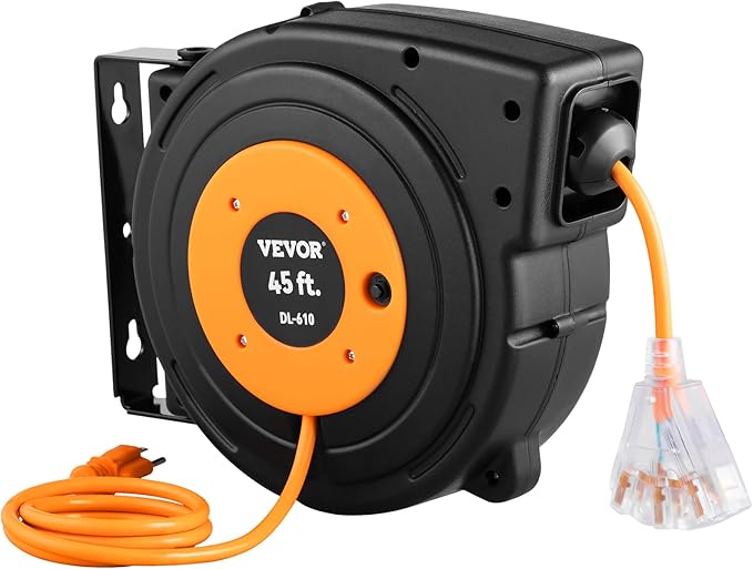 VEVOR Retractable Extension Cord Reel, 50 FT Heavy Duty 14AWG/3C SJTOW Power - Image 10