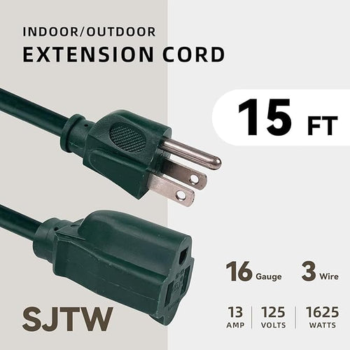 15ft Outdoor Extension Cord for Christmas Decorations - Image 2