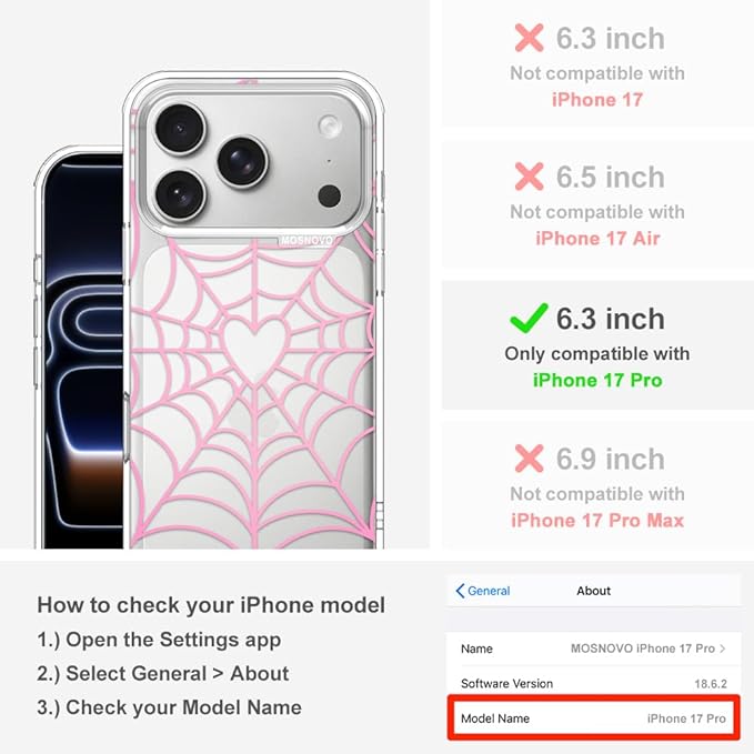MOSNOVO for iPhone 17 Pro Case, Shockproof Military-Grade Protection 6.6ft Drop - Image 2
