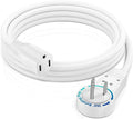 Maximm Extension Cord 6 Foot White Flat Plug, 360° Rotating Short Power Cord by MaximmCable