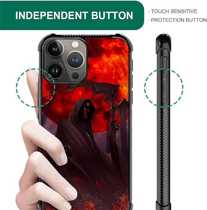 for iPhone 16 Pro Case, Death by The Red Moon Pattern Graphic Design Girl Boy - Image 2