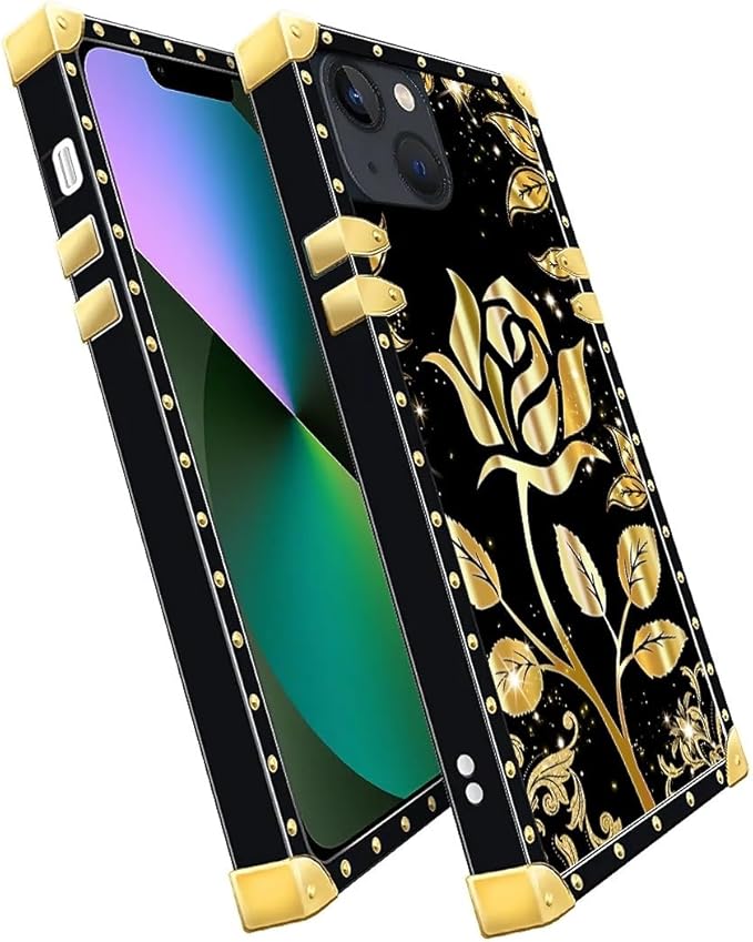 Compatible with iPhone 13 Case, Shine Gold Rose Luxury Golden Decoration - Image 3