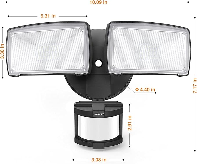 LEPOWER LED Security Lights Motion Sensor Light Outdoor, 30W 3200LM Motion - Image 9
