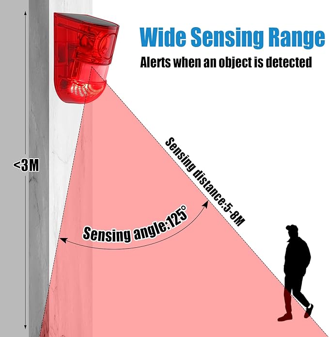 Qualirey Solar Sound and Light Alarm Motion Sensor 129db Outdoor Security Siren - Image 2