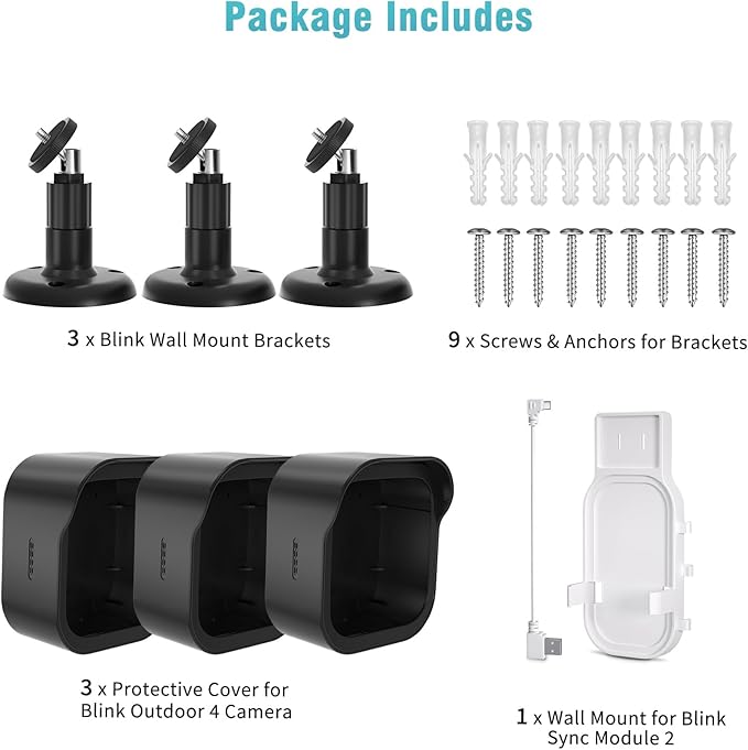 All-New Blink Outdoor Camera Wall Mount, 3 Pack Weatherproof Housing, 360 - Image 8