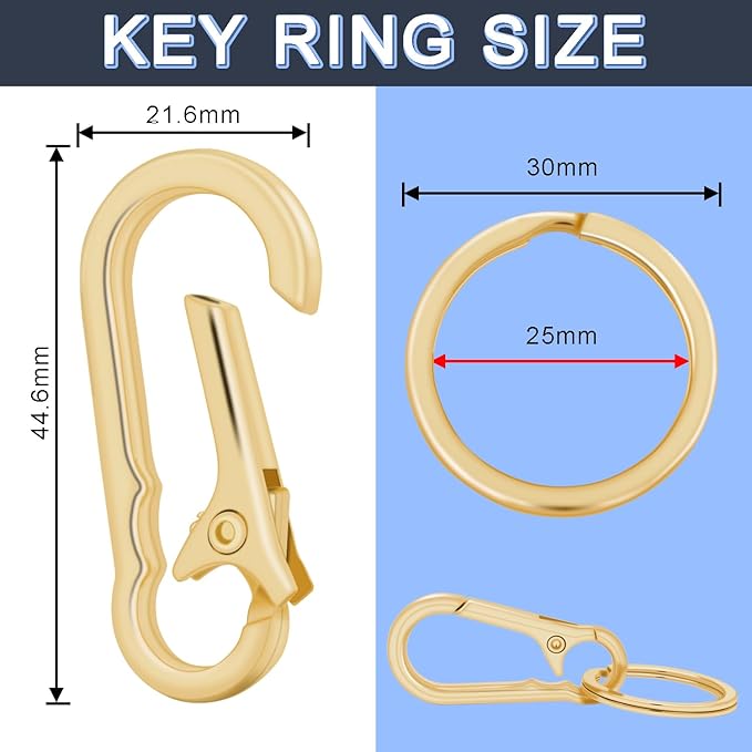 4Pack Small Keychain Rings, Metal Key Carabiner Clip, Mini EDC Key Ring Chain - Image 2