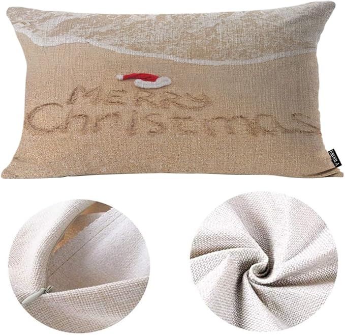 EKOBLA Merry Christmas Decorative Pillow Cushion Covers Xmas Quote Written On - Image 6