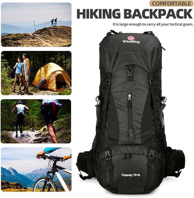 75L Hiking Backpack with Rain Cover Waterproof Camping Backpack Shoes Warehouse - Image 7