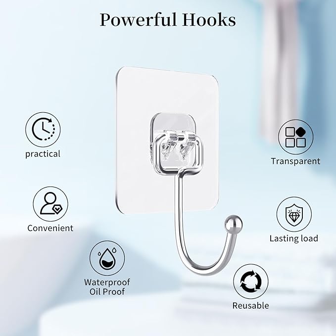 20 PCS Heavy Duty Adhesive Hooks, 33 lb Load - Image 7