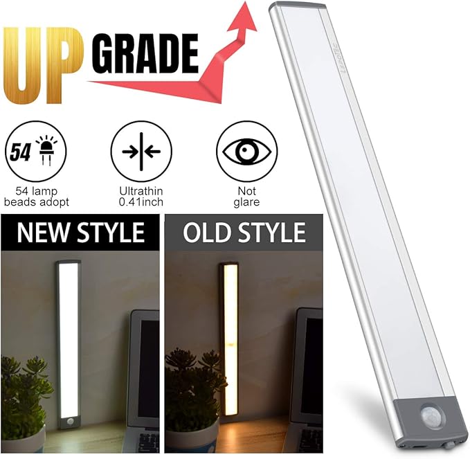 54-LED Motion Sensor Cabinet Light, Under Counter Closet Wireless USB - Image 7