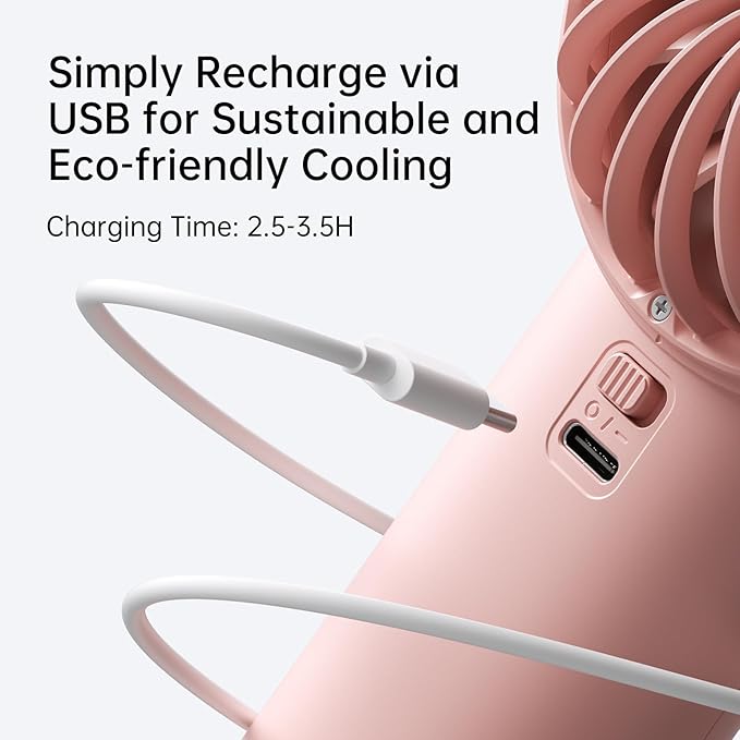 JISULIFE Handheld Portable Fan, Stronger and Longer-Lasting: 5 Speed, 3600mAh - Image 8