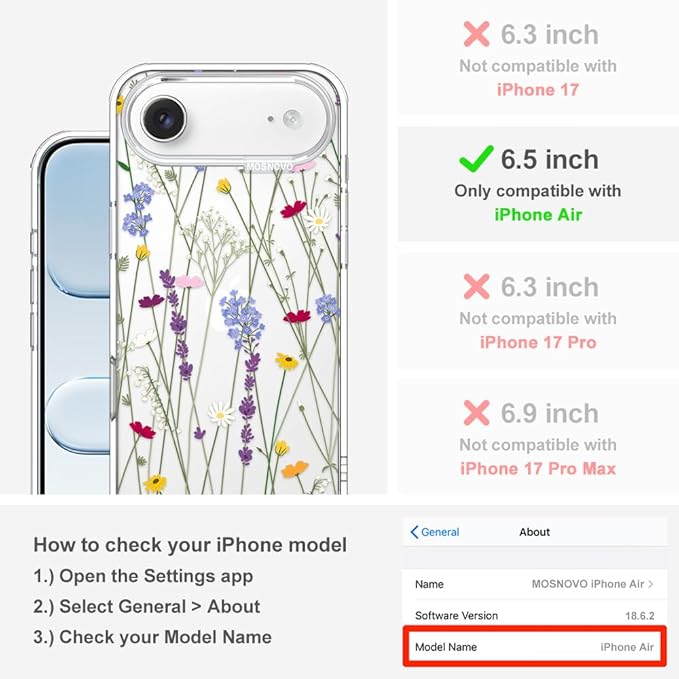 MOSNOVO for iPhone Air Case | Military Grade 6.6ft Drop Tested | Camera Control - Image 2