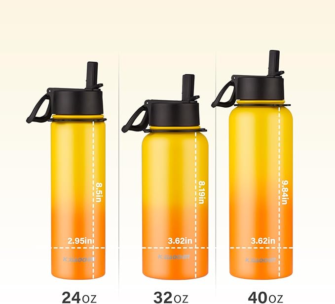 KXIAOCHEN Insulated Water Bottle, Stainless Steel Water Bottle, 2 Lids - Image 5