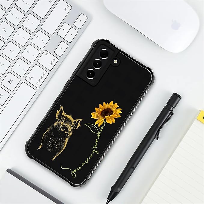 for Samsung Galaxy S21 FE Case, Pig Sunflower Yellow Sunshine Pattern Graphic - Image 7