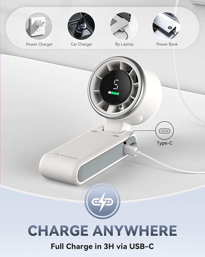 PlayHot Portable Handheld Turbo Fan, 5 Gear Wind, Battery Operated, 3 IN 1 Hand - Image 5