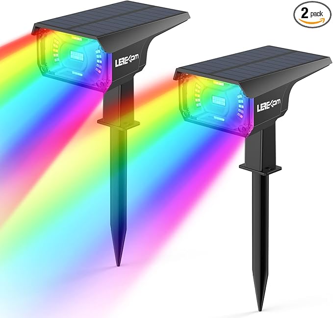 Solar Outdoor Lights, 40 LEDs Color Changing RGB Solar Landscape Path Lights by LEREKAM
