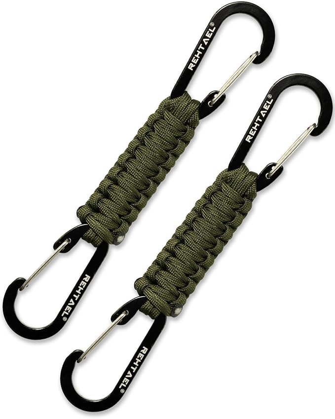 Paracord Braided Carabiner Keychain Lanyard Strap, Hanger Stroller Hook w/2 by REHTAEL